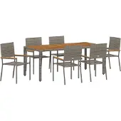 vidaXL Trädgårdsmöbelset 7 pcs Grå konstrotting