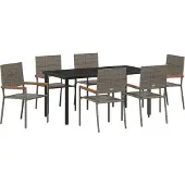 vidaXL Trädgårdsmöbelset 7 pcs Grå Poly rattan
