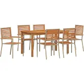 vidaXL Trädgårdsmöbelset 7 pcs Beige Massivt Akaciaträ
