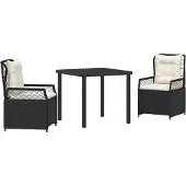 vidaXL Trädgårdsmöbelset 3 pcs Svart konstrotting