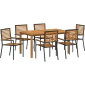 vidaXL Trädgårdsmöbelset 7 pcs Svart Massivt Akaciaträ