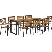 vidaXL Trädgårdsmöbelset 9 pcs Svart och Brunt konstrotting