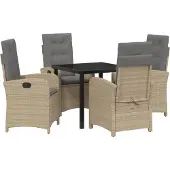 vidaXL Trädgårdsmöbelset med kudde 5 pcs Beige konstrotting