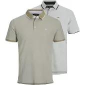 Jack & Jones T-shirt 'JJEPaulos' mörkbeige / ljusgrå / svart / vit