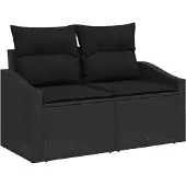 vidaXL Trädgårdsoffa med kudde 123 x 62 x 69 cm konstrotting