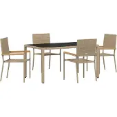 vidaXL Trädgårdsmöbelset 5 pcs Beige konstrotting