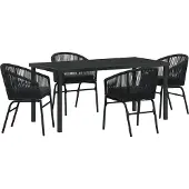 vidaXL Trädgårdsmöbelset 5 pcs Svart Poly rattan