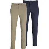 Jack & Jones Chinobyxa 'Macro Dave' beige / mörkblå
