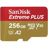 SanDisk Extreme PLUS - Flash-minneskort (microSDXC till SD-adapter inkluderad) - 256 GB - A2 / Video Class V30 / UHS-I U3 / Class10 - mikroSDXC UHS-I
