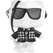 Karl Lagerfeld Axelremsväska 'IKON-Choupette' ecru / svart / vit