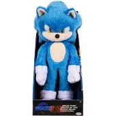 JAKKS Pacific Sonic 3 The Hedgehog The Movie - Officiell Sega-licensierad - Deluxe Sonic Mjukleksak - 33cm - Blue Hedgehog - Mjuk - Realistiska detaljer - Glit