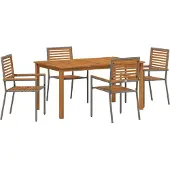 vidaXL Trädgårdsmöbelset 5 pcs Grå Massivt Akaciaträ