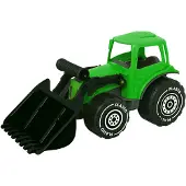 Plasto Tractor with frontloader. Green. 32 cm