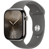 Apple Watch Series 10 (GPS + Cellular) - 46 mm - naturlig titan - smart klocka med sportband - fluoroelastomer - klippgrå - bandstorlek: M/L - 64 G...