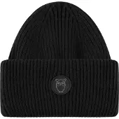 KnowledgeCotton Apparel Wool badge beanie Black Jet