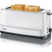 Severin START AT 2234 - Toaster - 4 Scheibe - 2 Steckplatz Brödrost långt fack med brödvärmare Vit, Grå