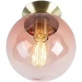 QAZQA Art Deco taklampa mässing med rosa glas - Pallon