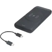 Deltaco PB-Q1003 - Trådlös powerbank - magnetisk - Li-pol - 10000 mAh - 37 Wh - 20 Watt - 3 A - 2 utdatakontakter (USB-C, USB) - på kabel: USB-C - svart