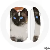 CAPACHEAP Souris Sans Fil Siamois Noir et blanc Yeux Bleus
