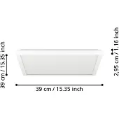 Eglo ROVITO-Z TAK 390X390 RGB/CCT 21W 3000LM W/REMOTE IP44 VIT
