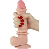Lovetoy Sliding-Skin - dildo med dubbel lager - 21cm - natur