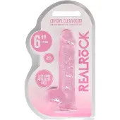 Realrock - realistisk dildo - genomskinlig rosa - 15 cm