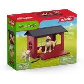 Schleich - Farm World - Dog kennel with 2 golden retrievers