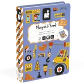 Janod - Magn? Ti'book Byggplatsfordon - Magnetiska utbildningsspel 50 Magneter + 18 Modeller - Kartong Children's Toy - Utvecklar skicklighet och