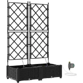 vidaXL Stålplanteringslåda - - 80x40x126 cm - Svart - Hållbar - Utomhusbruk - Vattensystem