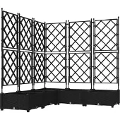 vidaXL Trädgårdsplanterare 5 st Svart 120 x 120 x 125,5 cm PP