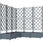 vidaXL Trädgårdsplanterare med trellis 5 pcs Ljusgrå