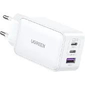 UGREEN Nexode Laddningsadapter 65 W USB-C hona, USB-C hona, USB-A uttag Vit Inomhus