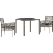 vidaXL Trädgårdsmöbelset 3 pcs Grå konstrotting