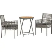 vidaXL Trädgårds Bistro Set 3 pcs Grå konstrotting