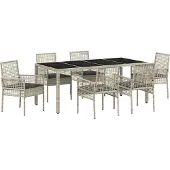 vidaXL Trädgårdsmöbelset 7 pcs Ljusgrå konstrotting