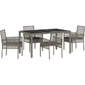 vidaXL Trädgårdsmöbelset 5 pcs Grå konstrotting