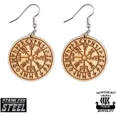Northern Viking Jewelry Vegvisir örhängen av trä NVJKK045