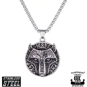 Northern Viking Jewelry Riimu Guardian Wolf halsband NVJRS124