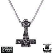 Northern Viking Jewelry Thorin Vasara Valknut Hammer halsband NVJRS118