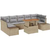 vidaXL Trädgårdsoffset 8 st Beige och Grå