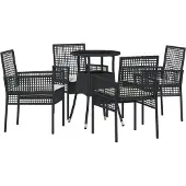 vidaXL Trädgårdsmöbelset 5 pcs Svart konstrotting