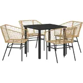 vidaXL Trädgårdsmöbelset 5 pcs Brun konstrotting