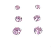 Silver Bar smyckeset med tre par zirkonia örhängen pink 8739