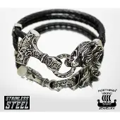 Northern Viking Jewelry Thors Hammer Wolf armband NVJRA013