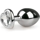 EasyToys Metal No.7 - analplugg hjärtformad vit sten - silver