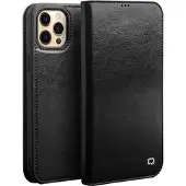 Qialino Classic iPhone 13 Pro Max Läder Plånboksfodral - Svart