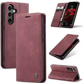 CASEME Samsung Galaxy S25 013 Series Plånboksfodral - Vinröd