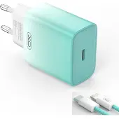 XO USB-C-laddare PD 30W med lightning-kabel - Blå/Vit