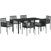 vidaXL Trädgårdsmöbelset 7 pcs Svart Poly rattan