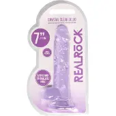 Realrock - realistisk dildo - genomskinlig lila - 17 cm